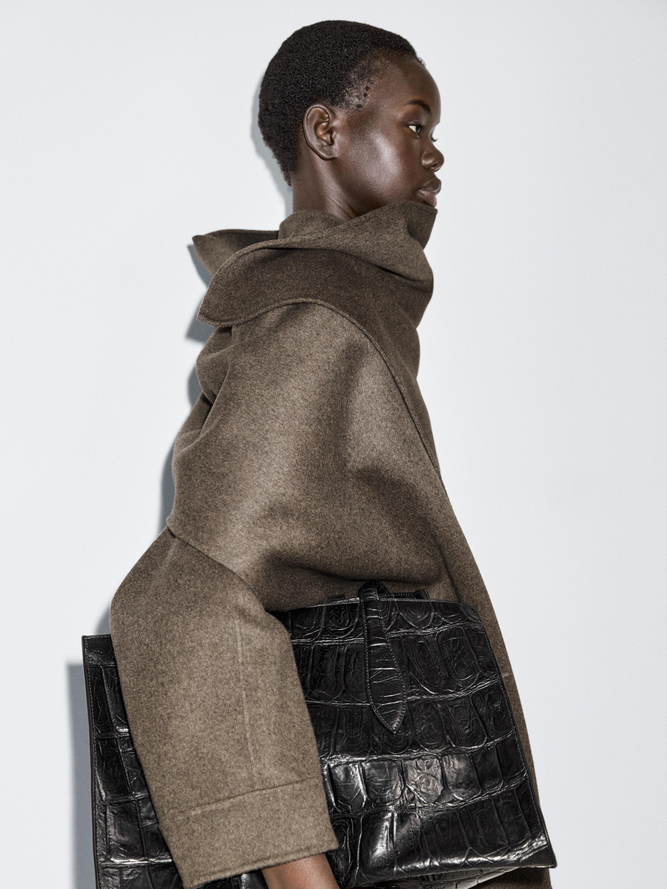 Wool blend bomber jacket with scarf